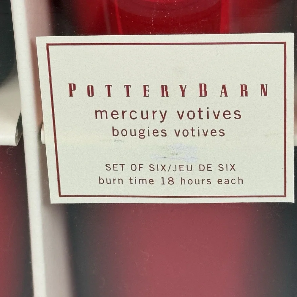 Pottery Barn Mercury Glass Votive Candles 6 Red 2.5 Inches NEW